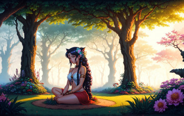 Картинка аниме пейзажи +природа нейросети графика нейроарт ai art нейронные сети рисунки нейро искусство