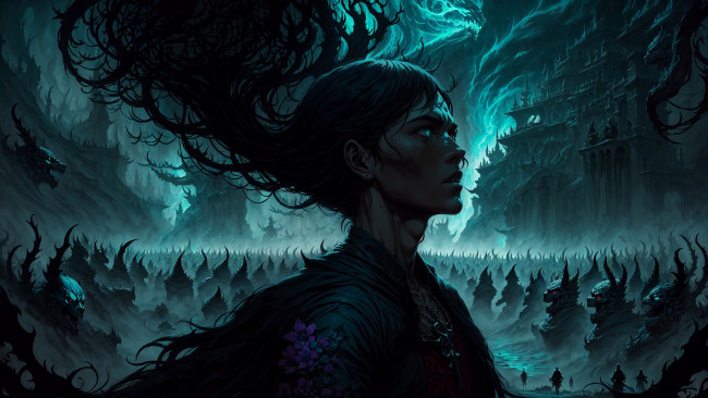 Обои картинки фото фэнтези, демоны, нейросети, графика, нейроарт, ai, art, нейронные, сети, рисунки, нейро, искусство