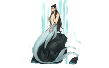 Картинка аниме mo+dao+zu+shi лань сичэнь русалка камень водопад