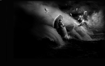 Картинка 3д графика fantasy фантазия девочка голуби море