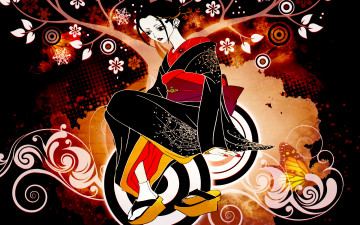 Картинка векторная графика девушка листья