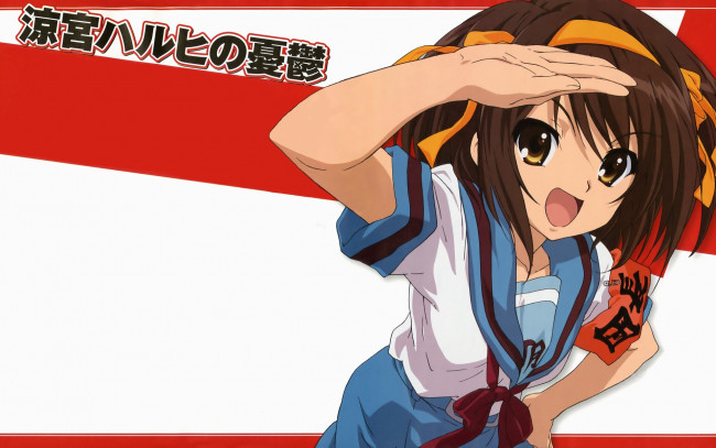 Обои картинки фото аниме, the, melancholy, of, haruhi, suzumiya, девушка