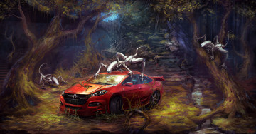 Картинка фэнтези роботы киборги механизмы авто dodge существа