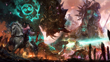 Картинка фэнтези всадники наездники лошадь монстры чудовища всадник