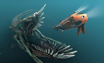 Картинка фэнтези существа батискаф змей монстр