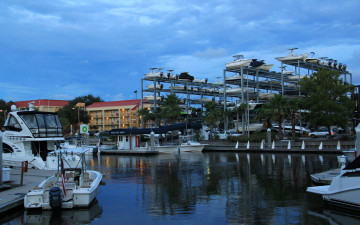 Картинка сша Чарлстон корабли порты причалы катера ночь яхты