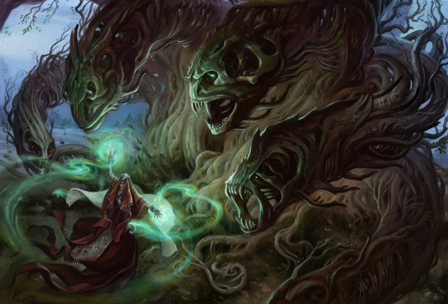 Обои картинки фото фэнтези, маги, колдунья, чудовище, монстр, магия
