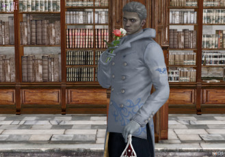 Картинка 3д графика people люди книги мужчина розы