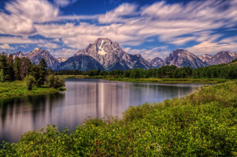 Картинка mount moran snake river grand teton national park природа реки озера река снейк wyoming гора моран гранд-титон вайоминг