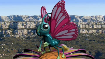 Картинка 3д графика humor юмор бабочка цветок