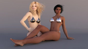 Картинка 3д графика people люди девушки купальник