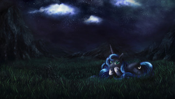 Картинка рисованные животные сказочные мифические ночь единорог