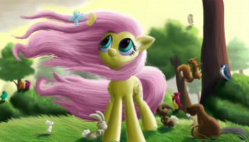 Картинка рисованные животные сказочные мифические лошадка звери птицы бабочки