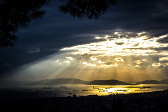 Картинка природа восходы закаты острова картал пендик стамбул турция корабли мраморное море облака тучи свет небо