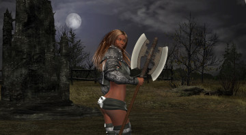 Картинка 3д+графика амазонки+ amazon взгляд девушка луна оружие