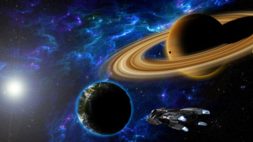 Картинка космос арт космический корабль планеты