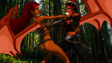 Картинка рисованные -+другое эльфийка взгляд девушка демон крылья