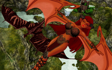 Картинка рисованные -+другое демон девушка взгляд эльфийка крылья