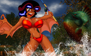 Картинка рисованные -+другое эльфийка взгляд девушка демон крылья