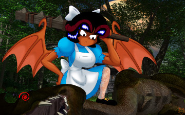 Картинка рисованные -+другое эльфийка взгляд девушка демон крылья