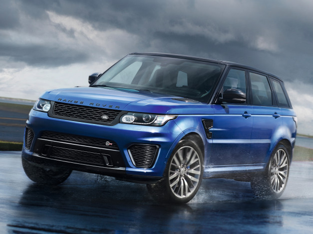 Обои картинки фото автомобили, range rover, синий, 2014г, svr, sport, range, rover