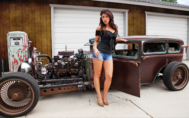 Обои картинки фото автомобили, авто с девушками, hot, rod, leann, michele