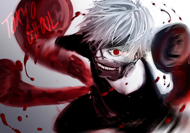 Обои картинки фото аниме, tokyo ghoul, канеки, кен, токийский, гуль, парень, маска