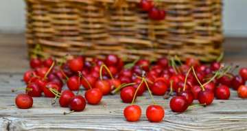 Картинка еда вишня +черешня корзина ягоды