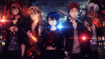 Картинка аниме shokugeki+no+soma yukihira soma takumi aldini tadokoro megumi kurokiba ryo hayama akira shokugeki no fawwaz ath toriq diya aldin оружие парни арт