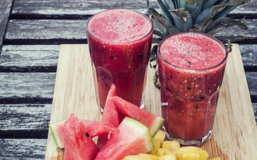 Картинка еда напитки +коктейль ананас арбуз сок fresh fruit фрукты коктейль смузи smoothie
