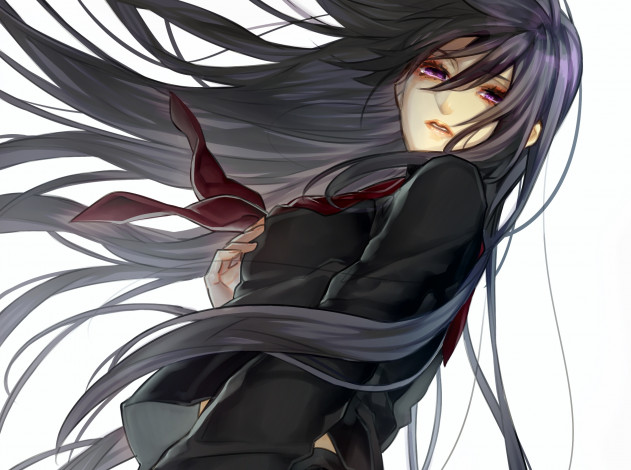 Обои картинки фото аниме, unknown,  другое, форма, школьница, девушка, tayuya1130, арт, бант, глаза