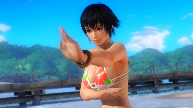 Обои картинки фото видео игры, dead or alive 5, взгляд, девушка, поза, фон