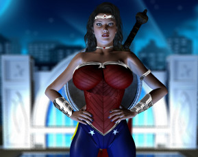 Картинка 3д+графика фантазия+ fantasy девушка взгляд фон супермен