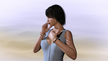 Картинка 3д+графика люди+ people девушка взгляд фон