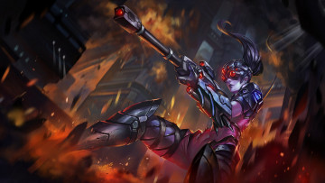 Картинка видео+игры overwatch девушка оружие