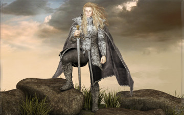 Картинка 3д+графика амазонки+ amazon девушка взгляд фон меч