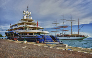 Картинка корабли разные+вместе причал