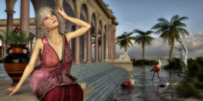 Обои картинки фото 3д графика, люди , people, девушка, взгляд, фон