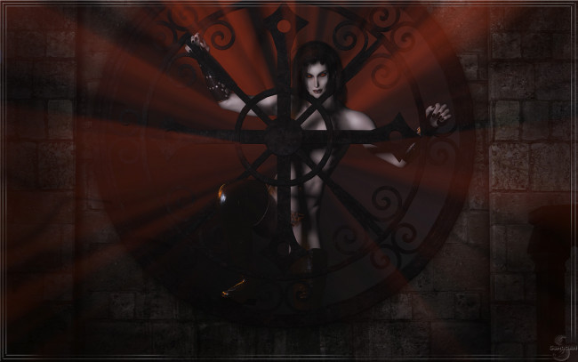 Обои картинки фото 3д графика, фантазия , fantasy, девушка, взгляд, фон