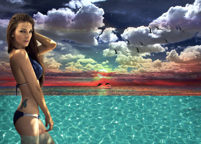 Обои картинки фото разное, компьютерный дизайн, лицо, взгляд