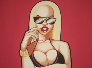 Картинка разное арты браслет красный фон очки женщина