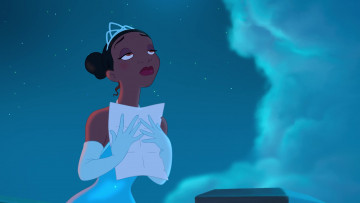 Картинка мультфильмы the+princess+and+the+frog облака корона девушка звезды бумага