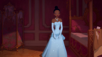 Картинка мультфильмы the+princess+and+the+frog платье девушка ширма кровать кулон