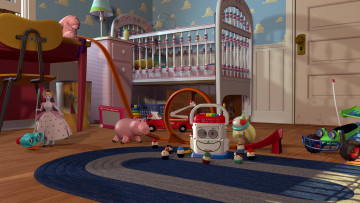 Картинка мультфильмы toy+story коврик стол стул кроватка комната игрушки