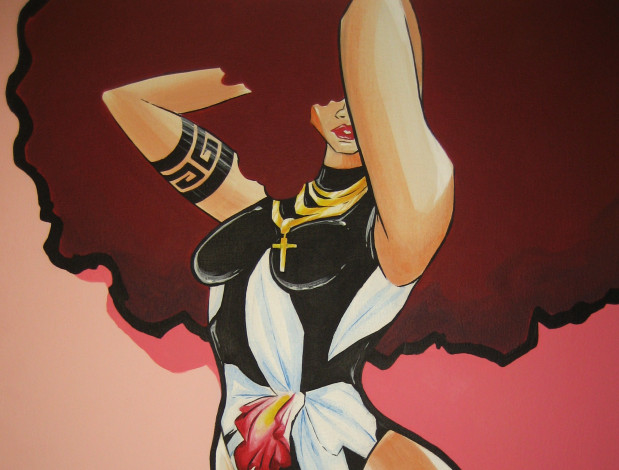 Обои картинки фото разное, арты, крест, женщина, тату