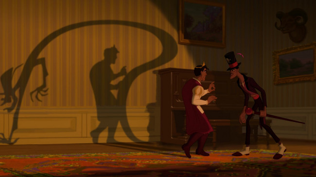 Обои картинки фото мультфильмы, the princess and the frog, комната, принц, картины, чучело, мчина