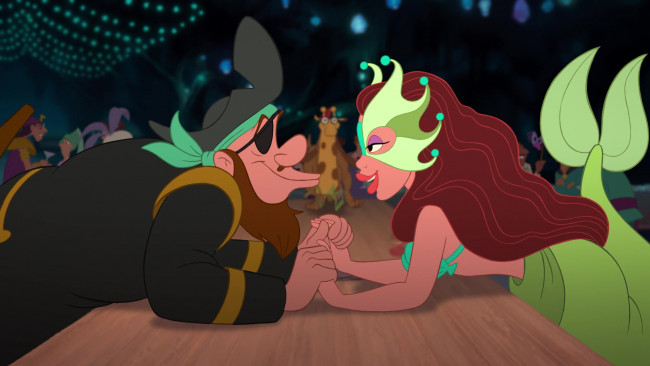Обои картинки фото мультфильмы, the princess and the frog, мужчина, русалка, пират, костюм, карнавал, женщина