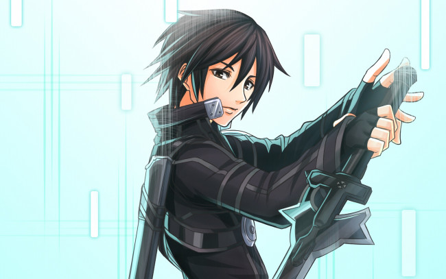 Обои картинки фото аниме, sword art online, фон, взгляд