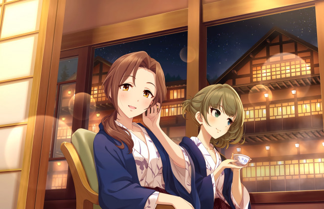 Обои картинки фото аниме, idolm@ster, фон, девушка, взгляд