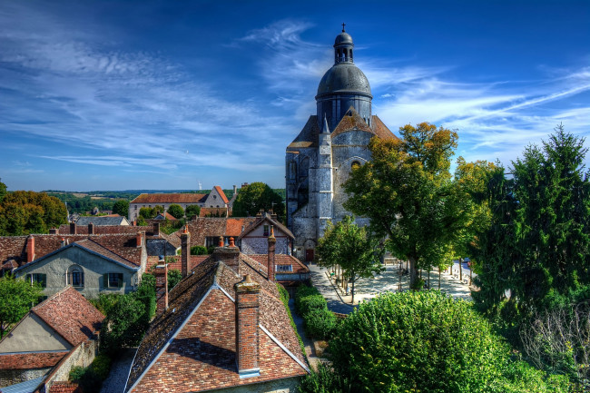 Обои картинки фото catholic church in provins,  france, города, - католические соборы,  костелы,  аббатства, простор